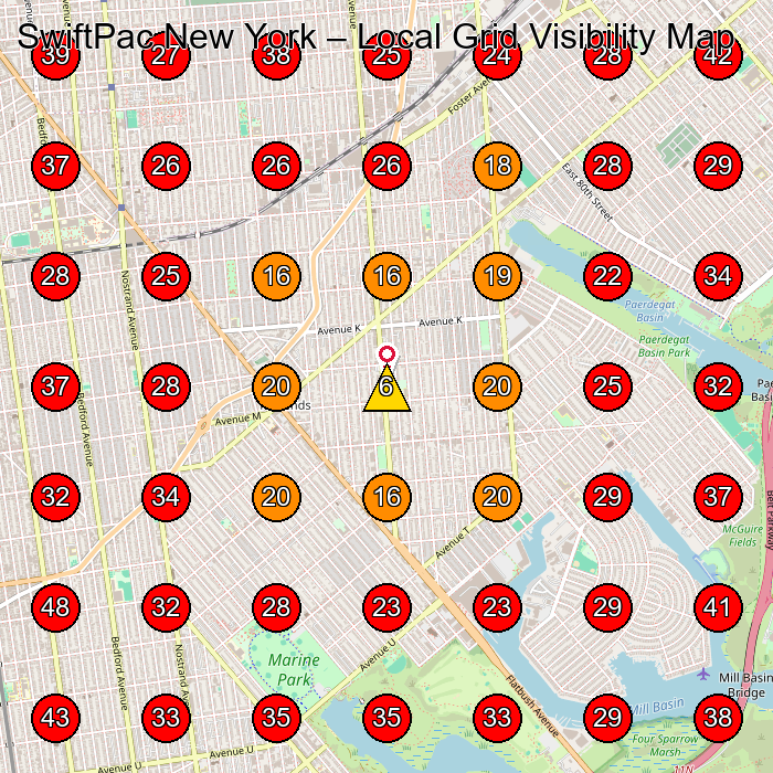 SwiftPac New York GeoGrid visibility map for Freight Forwarding Service in Brooklyn